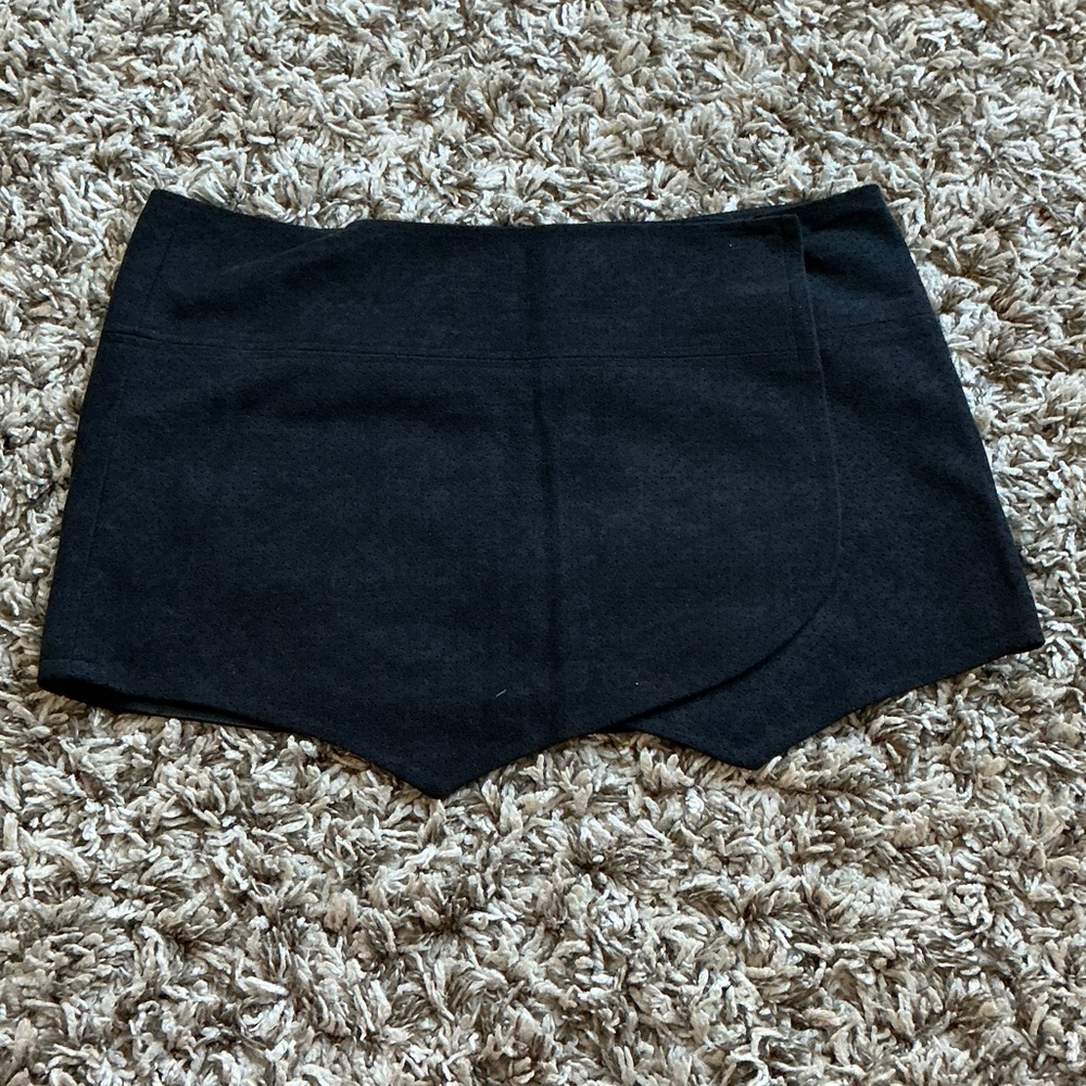 Katie May Black Faux Suede Wrap Mini Skirt